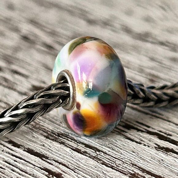 Summersday Artisan Trollbeads Style Trollstone Happy Colors Glitter Leaf NEW - Picture 3 of 10